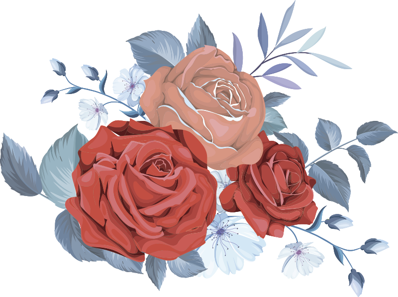 Bedroom vinyl rug with blue bouquet flowers - TenStickers
