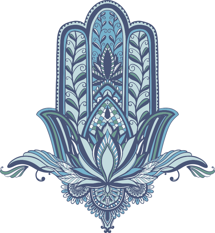 Bedroom vinyl rug blue jewish hamsa hand design - TenStickers