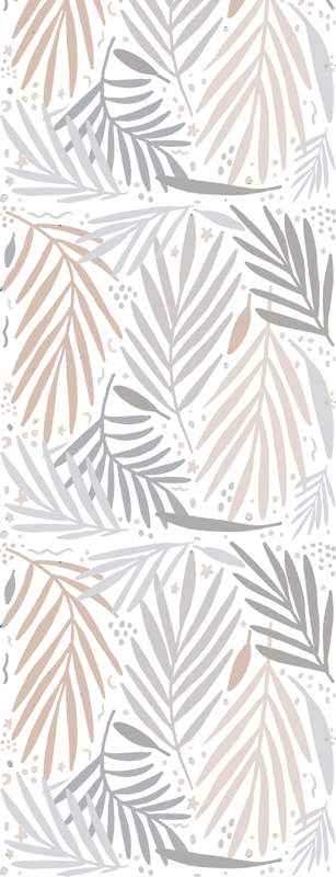 Scandinavian vinyl rug with white and gray leaf pattern - TenStickers