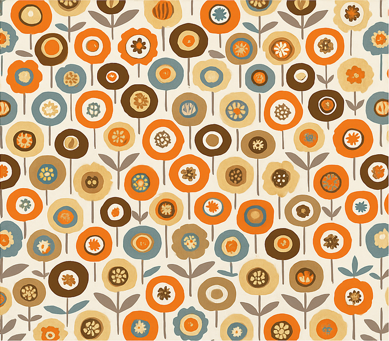 Scandinavian vinyl rug with vibrant vintage flowers - TenStickers