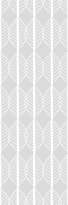 Scandinavian vinyl rug white leaf pattern on grey - TenStickers