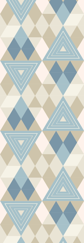 Scandinavian vinyl rug with nordic geometric blue pattern - TenStickers