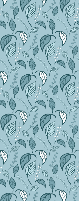 Scandinavian vinyl rug with blue leaf pattern - TenStickers