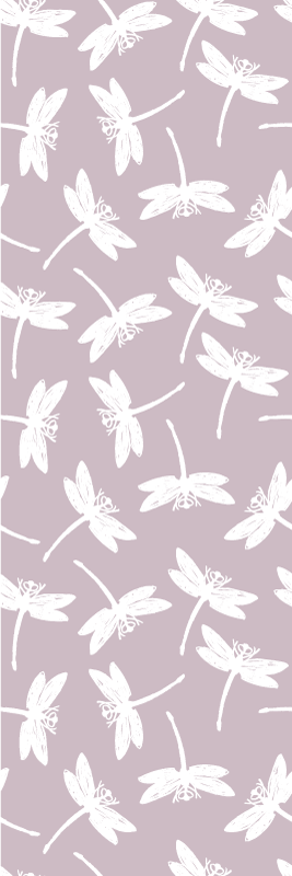 Scandinavian vinyl rug pink japandi dragonfly art - TenStickers