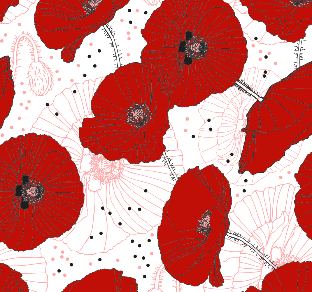 Nature vinyl rug with floral pattern and red flowers - TenStickers