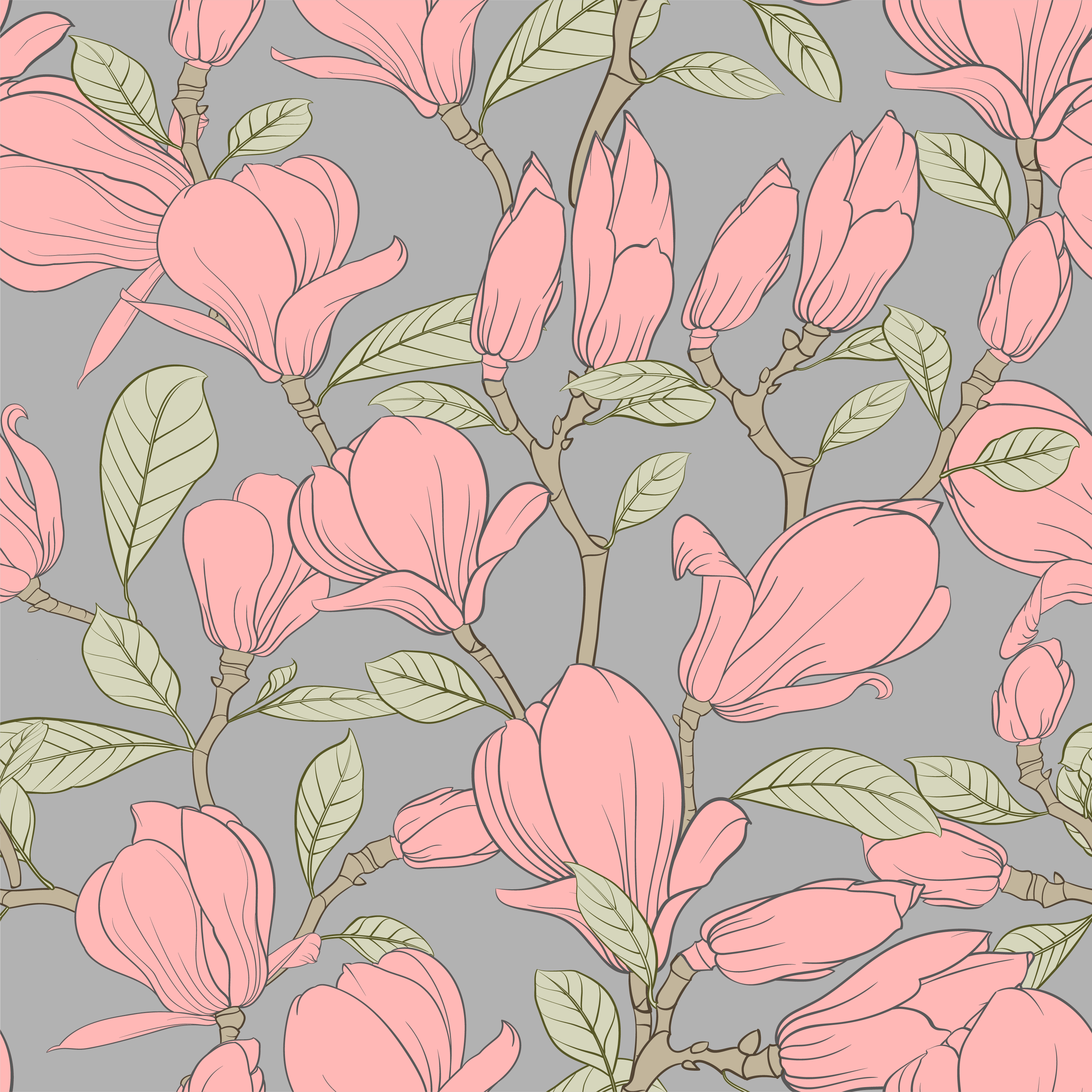 Nature vinyl rug with pink flowers and leaves - TenStickers