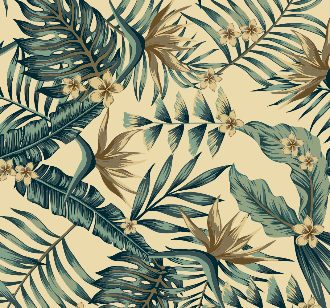 Nature vinyl rug tropical foliage - TenStickers