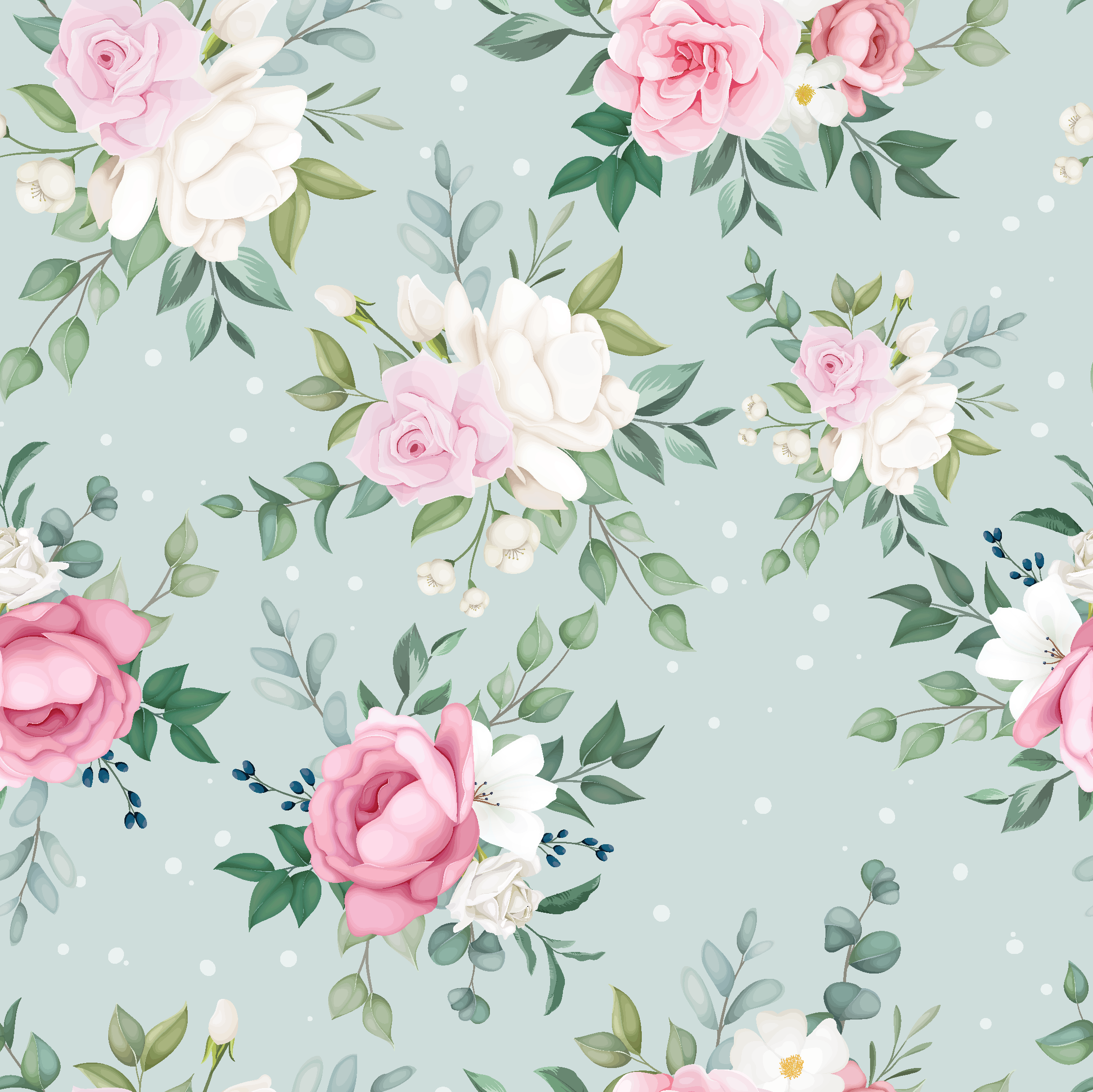 Blue and pink floral nature vinyl rug - TenStickers
