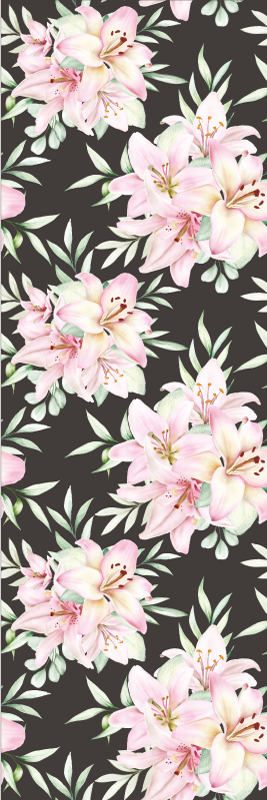 Nature vinyl rug watercolor lilies floral design - TenStickers
