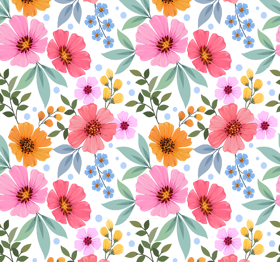 Nature vinyl rug with vibrant flowers on white - TenStickers