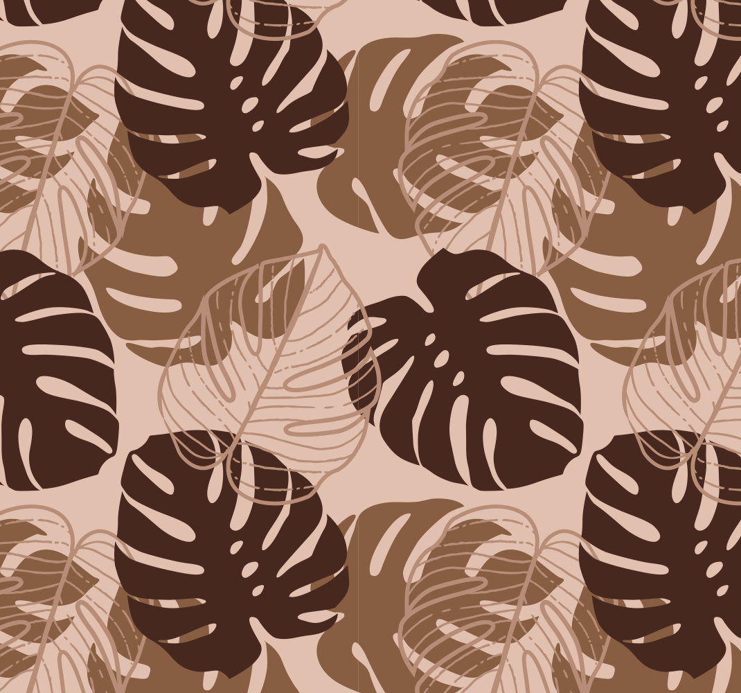 Nature vinyl rug brown tone monstera plant - TenStickers