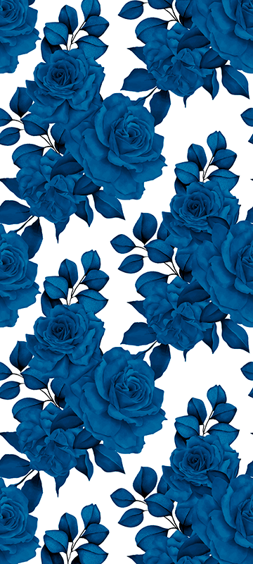 Nature vinyl rug "new nostalgia" blue flowers - TenStickers