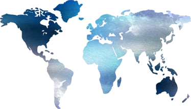 World map vinyl rug watercolor world map blue tones - TenStickers