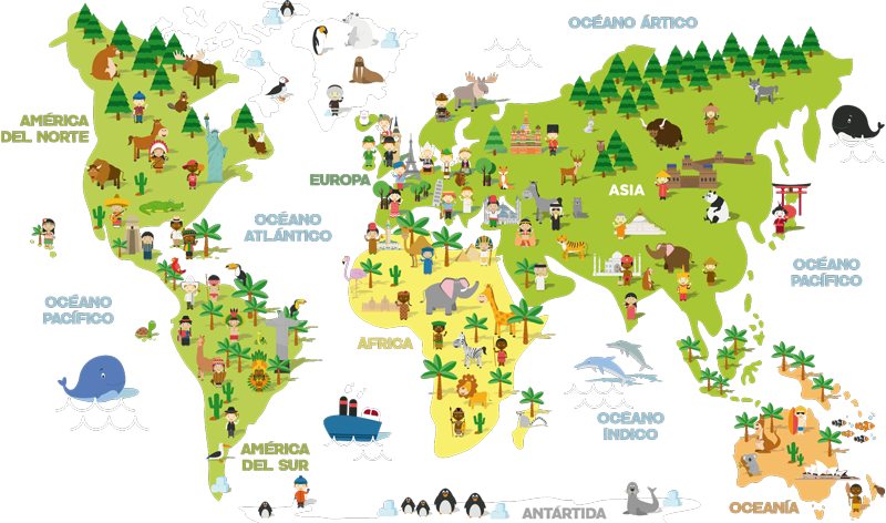 World map vinyl rug for kids featuring countries - TenStickers