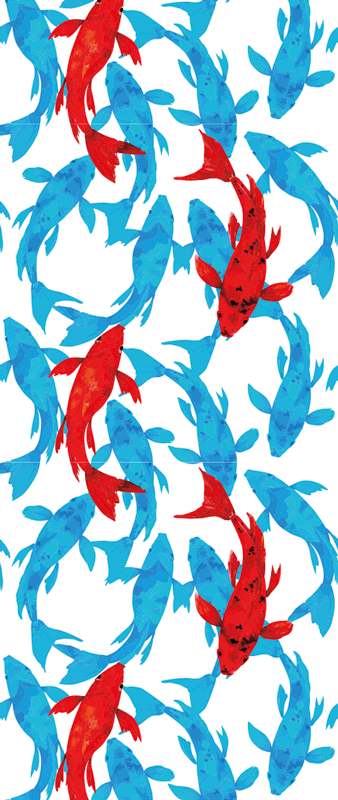 Animal vinyl rug shoal of fish with red accents - TenStickers