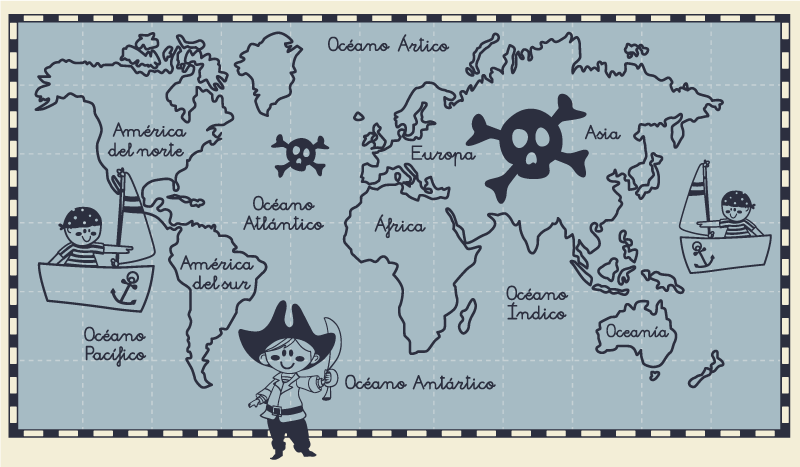 Pirate world map vinyl rug - TenStickers