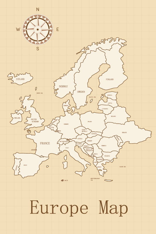 Vintage europe world map vinyl rug - TenStickers