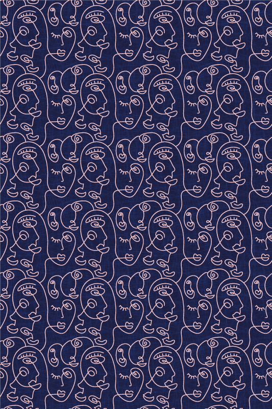 Texture vinyl rug featuring abstract blue women - TenStickers
