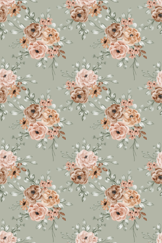 Vintage vinyl rug with mint green rose design - TenStickers