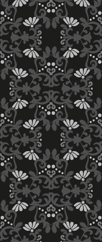 Vintage vinyl rug in black classical damask style - TenStickers