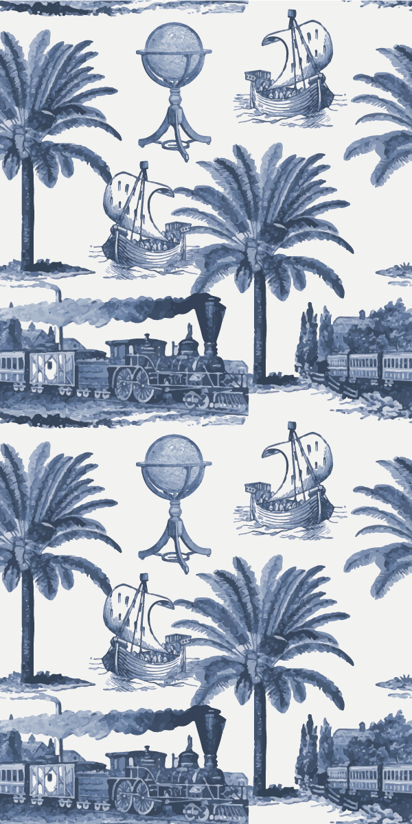 Vintage vinyl rug french blue vintage pattern - TenStickers