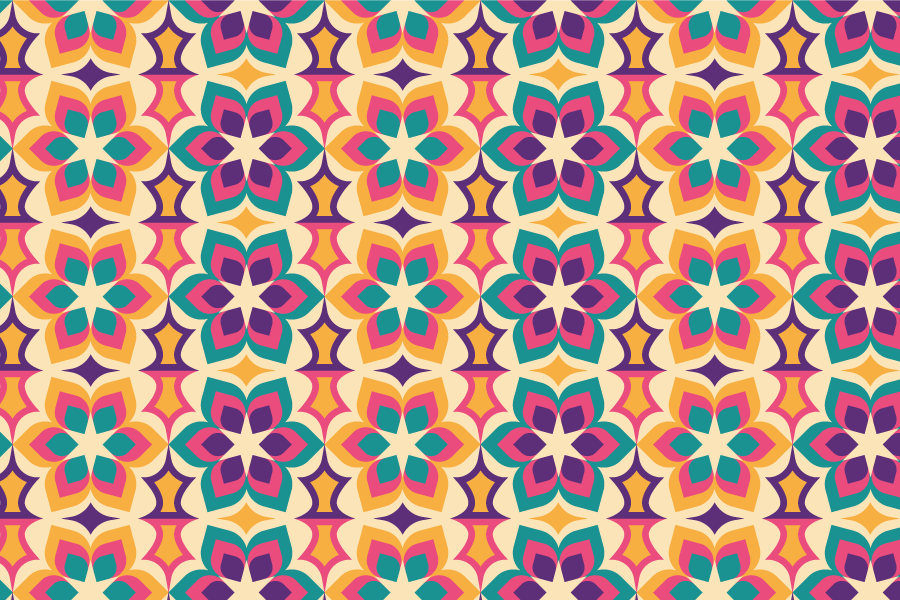 Vintage vinyl rug with 70s floral design - TenStickers