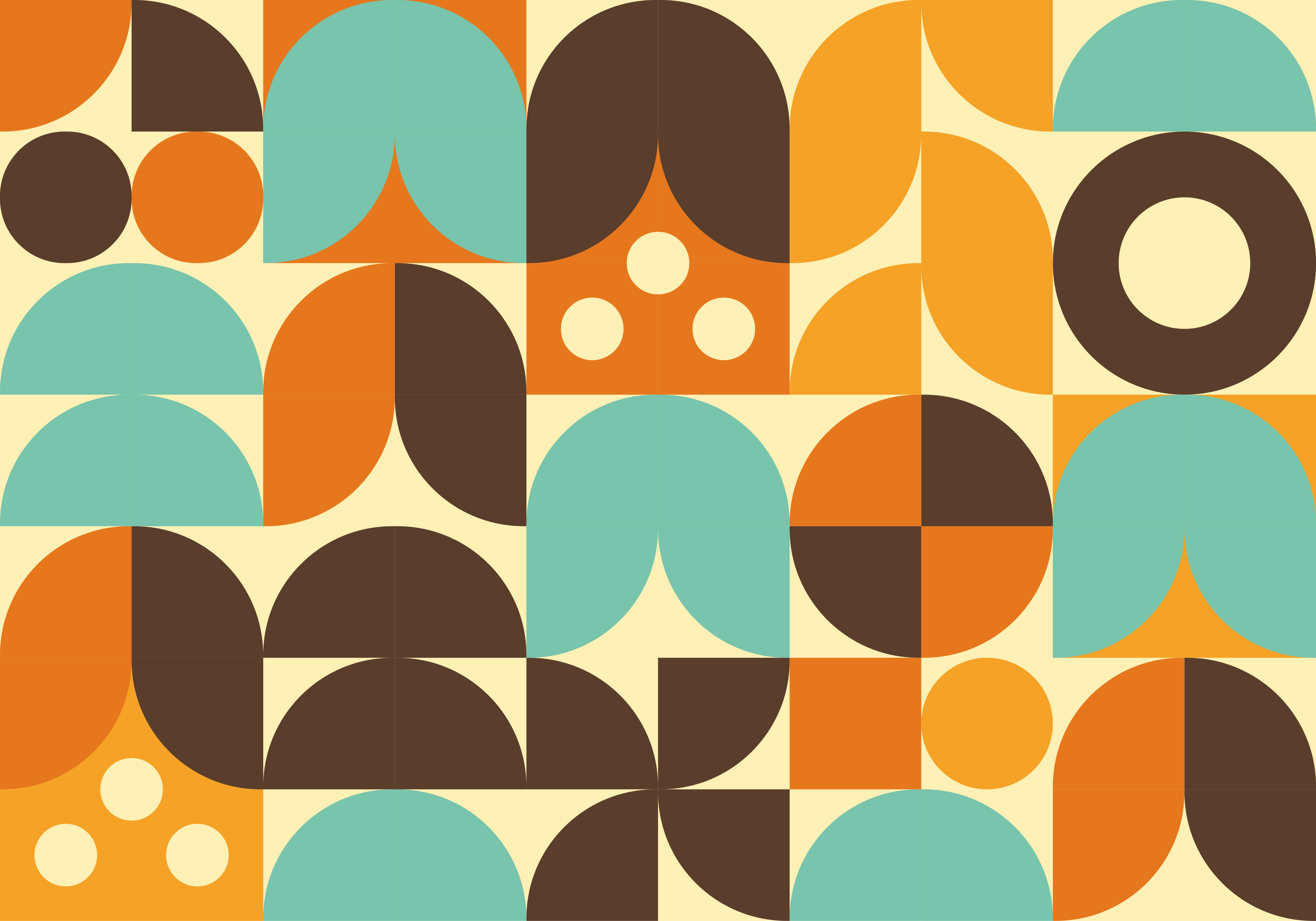 Vintage vinyl rug with geometric 70s patterns - TenStickers