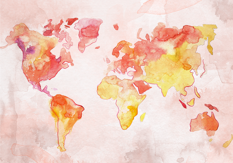 World map vinyl rug pastel watercolor design - TenStickers