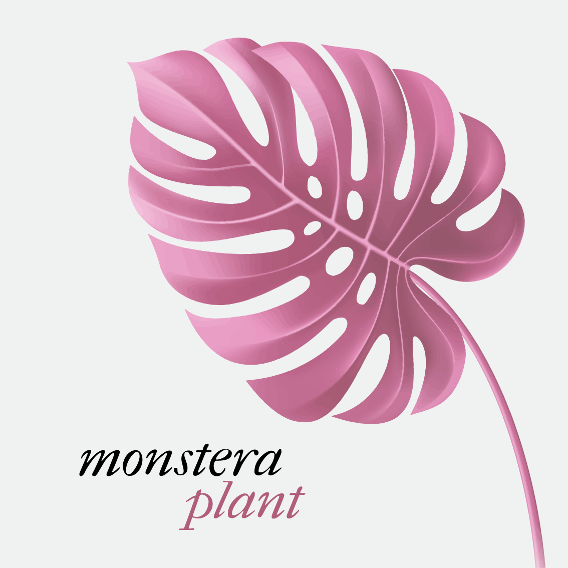 Custom vinyl rug in pink minimalist monstera design - TenStickers