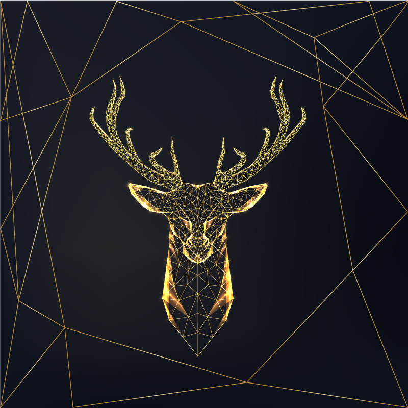 Geometric vinyl rug with golden stag design - TenStickers
