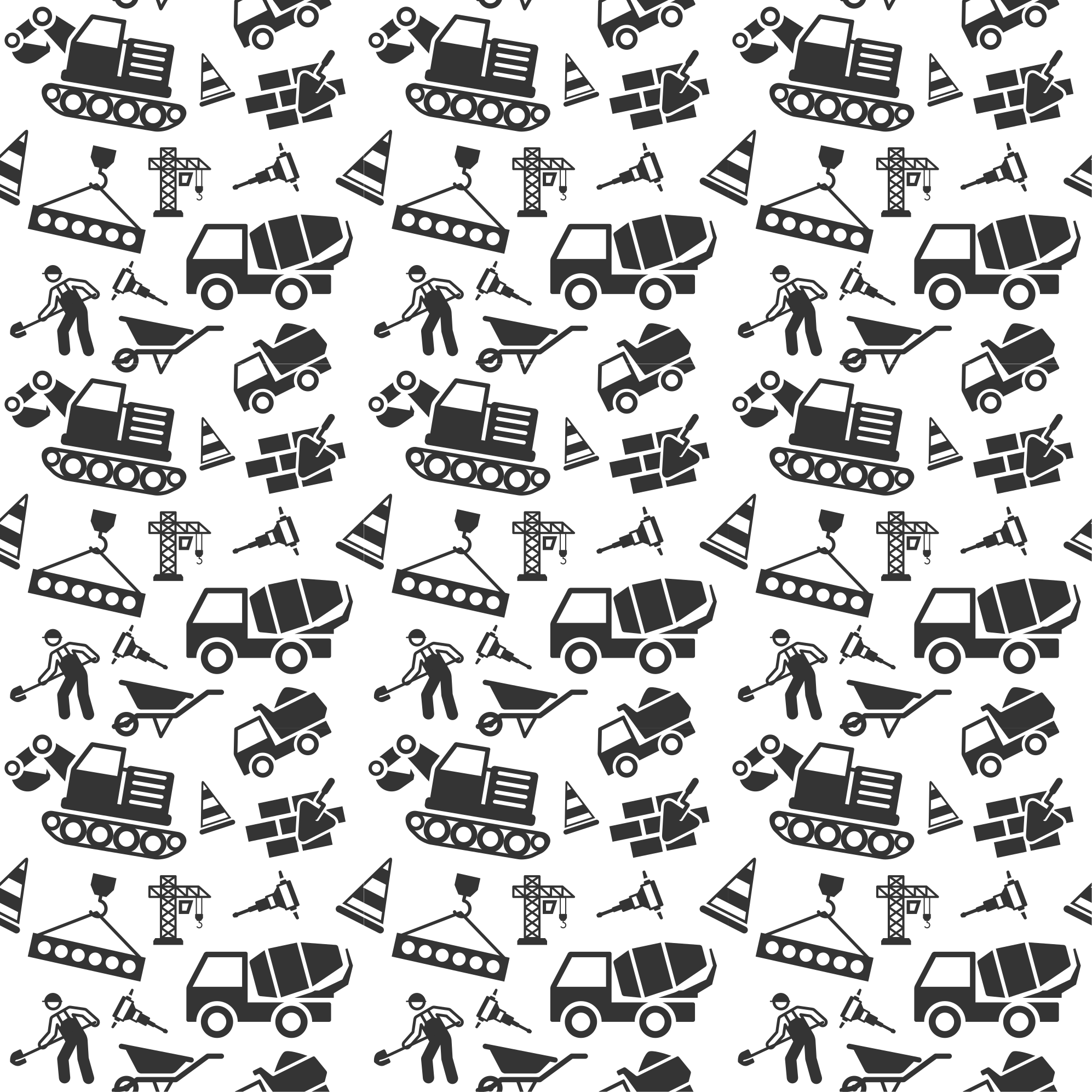 Kids vinyl rug in solid color excavators and trucks - TenStickers