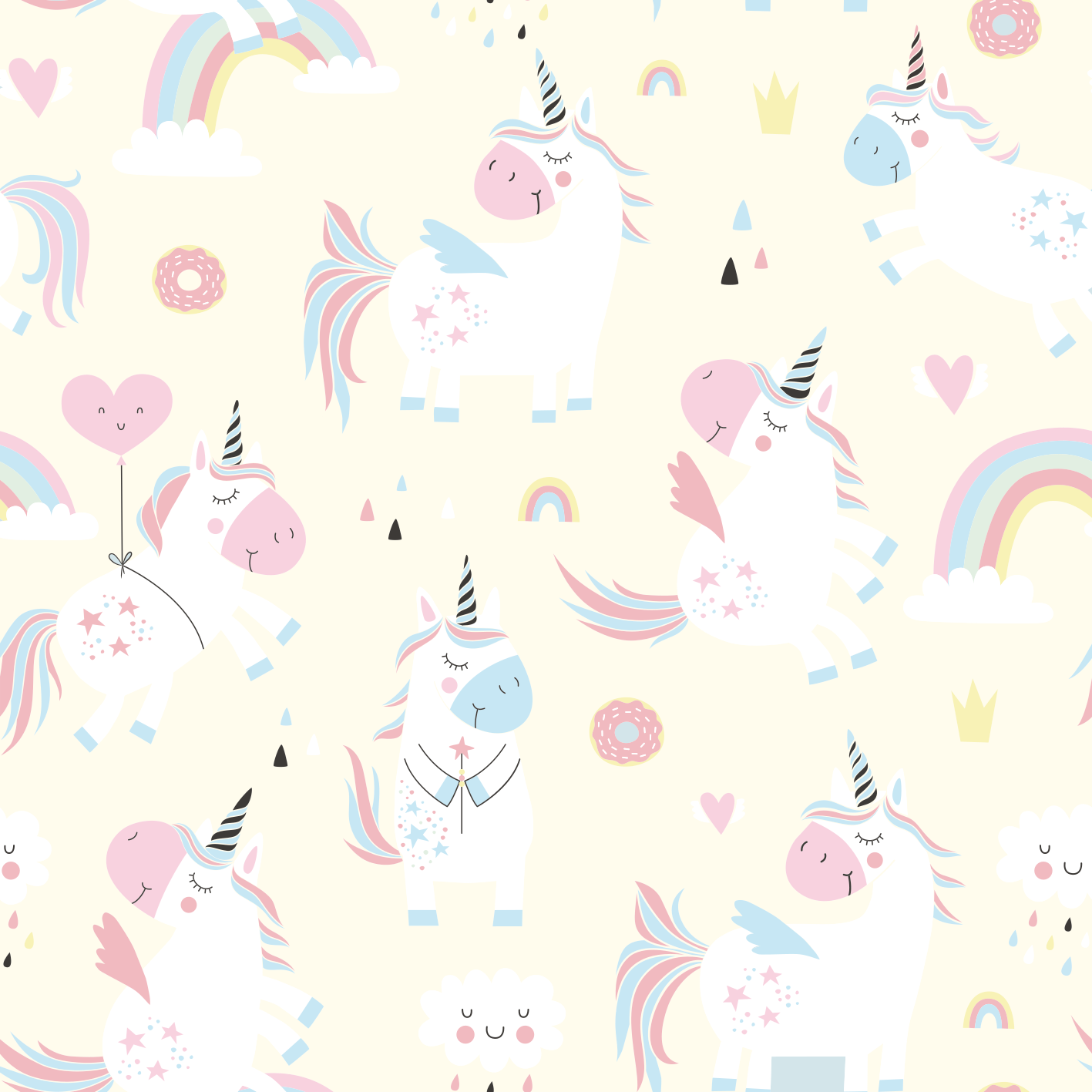 Kids vinyl rug with joyful unicorns in wonderland - TenStickers