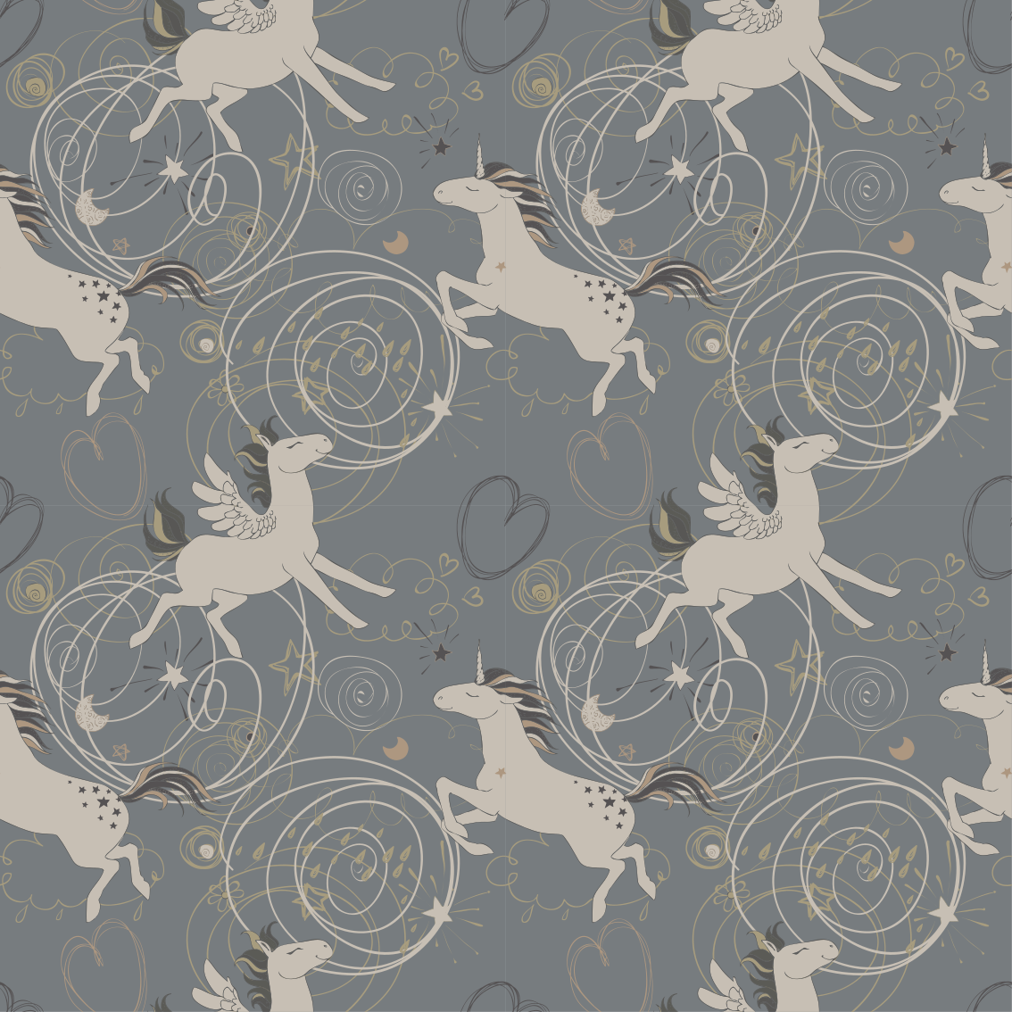 Kids vinyl rug featuring pegasus unicorns on dark - TenStickers