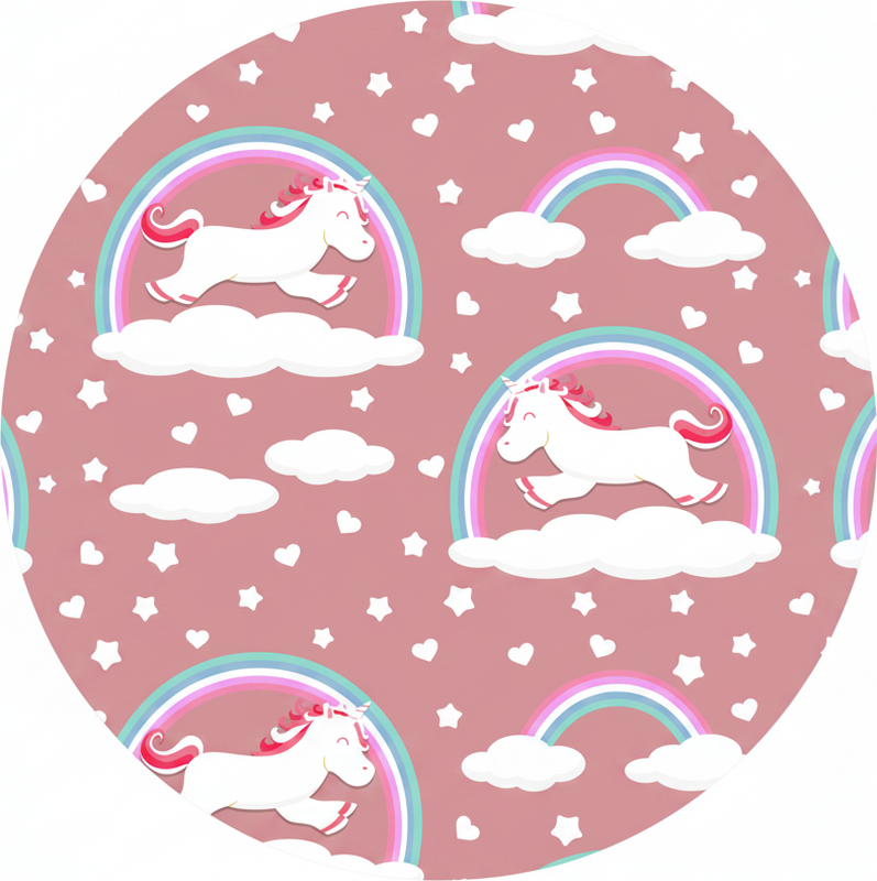 Kids vinyl rug with sweet unicorns and rainbows - TenStickers