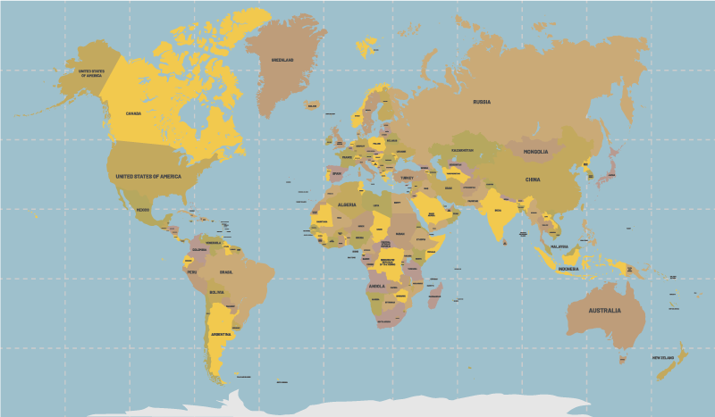 Blue and beige world map vinyl rug - TenStickers
