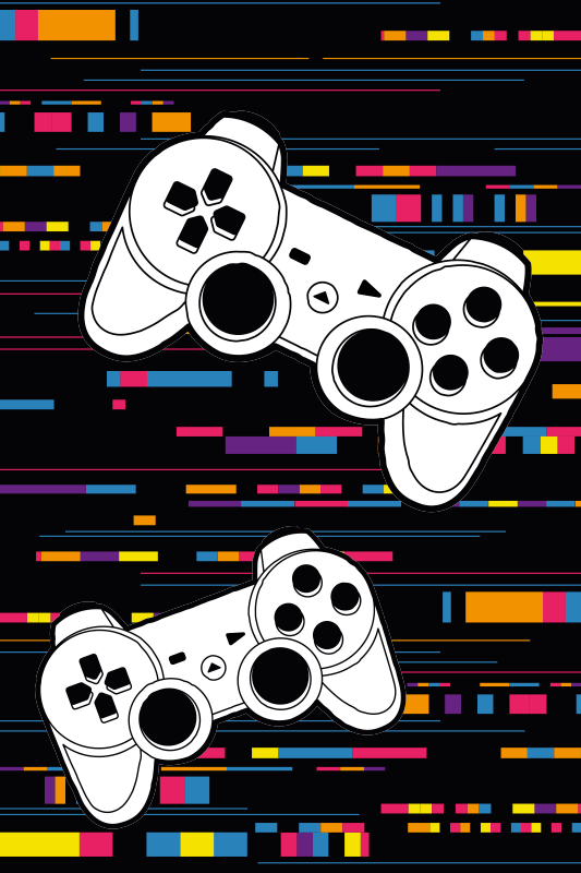 Gaming vinyl rug multicolor remote controller - TenStickers