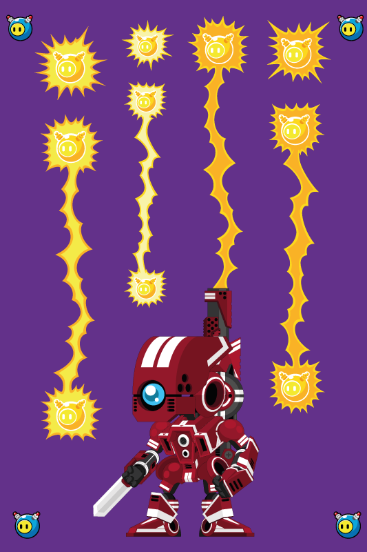 Gaming vinyl rug robot shooting up - TenStickers