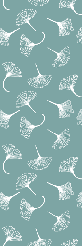 Living room vinyl rug with light blue ginkgo leaves pattern - TenStickers