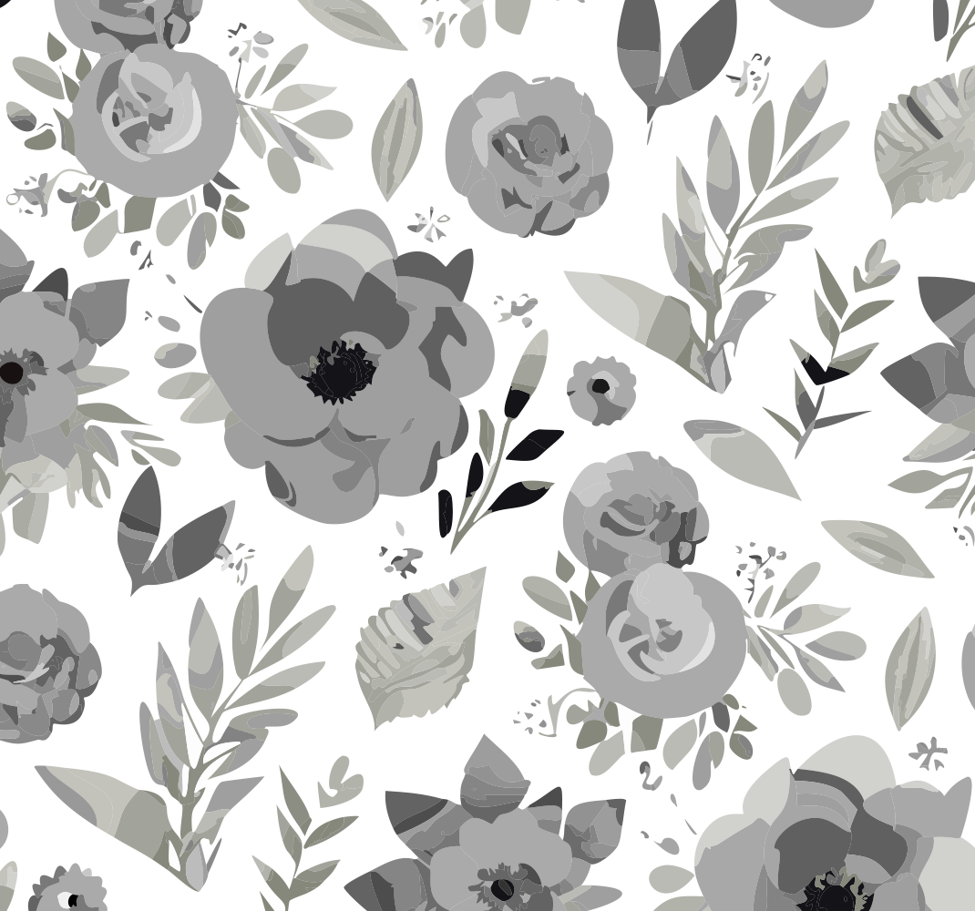 Grey vinyl rug aquarella flowers design - TenStickers