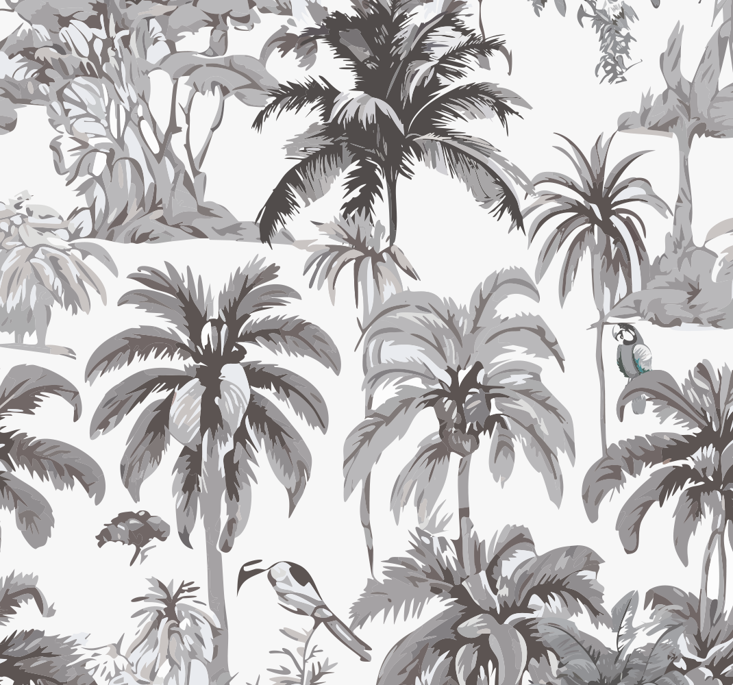 Grey vinyl rug with palm trees - TenStickers