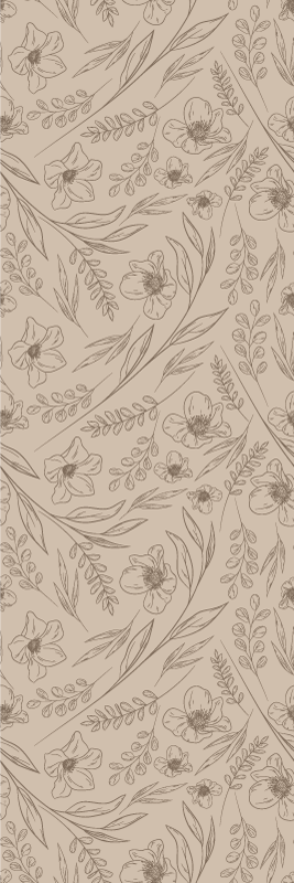 Beige vinyl rug taupe floral design - TenStickers