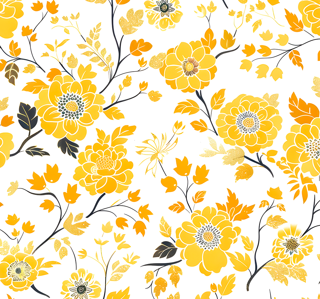 Yellow vinyl rug in japanese aesthetic design - TenStickers
