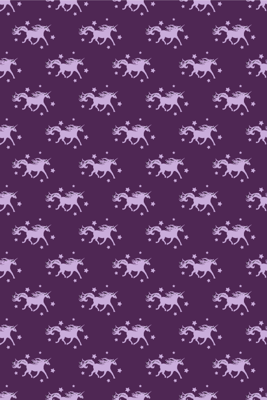 Purple vinyl rug with simple unicorns and stars - TenStickers