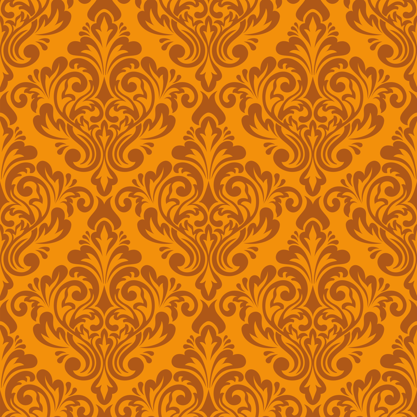 Orange vinyl rug in vintage orange damask style - TenStickers