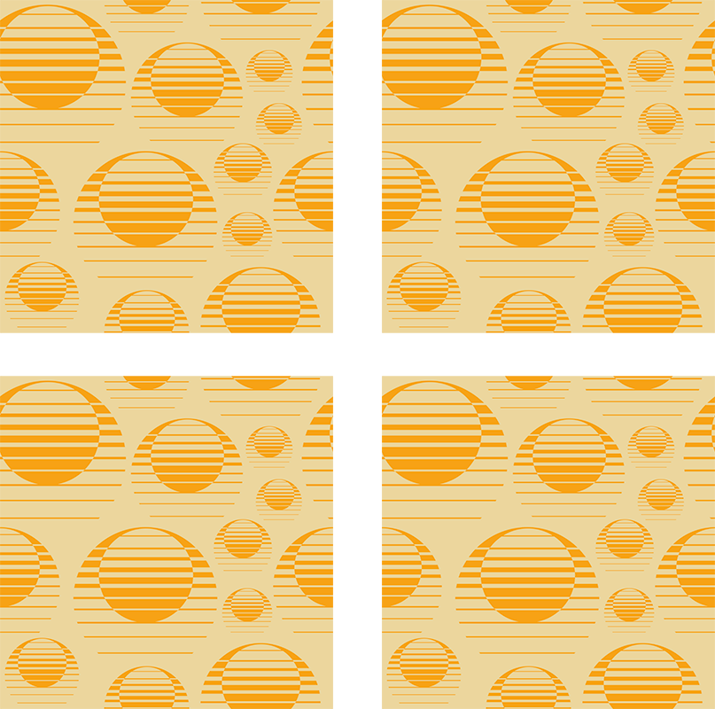 Orange vinyl rug with retro sun design - TenStickers