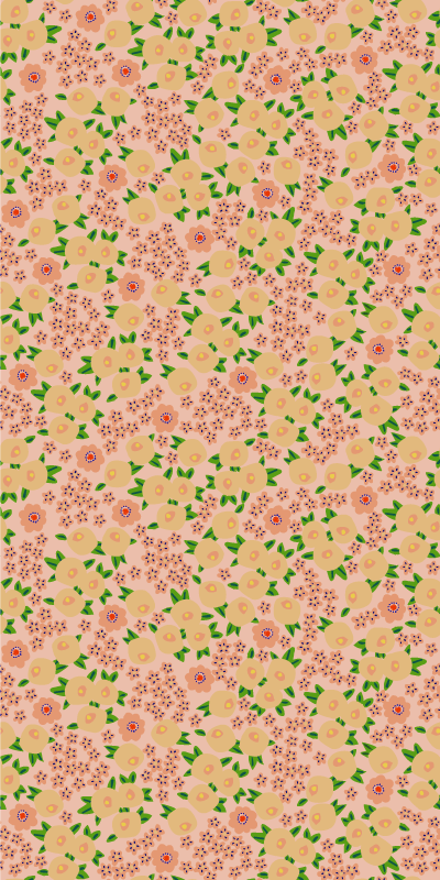 Orange vinyl rug with original floral pattern in peach - TenStickers