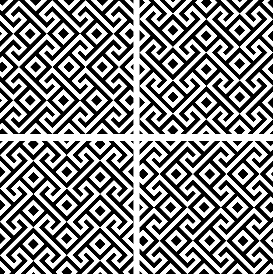 Black vinyl rug with black and white geometric design - TenStickers