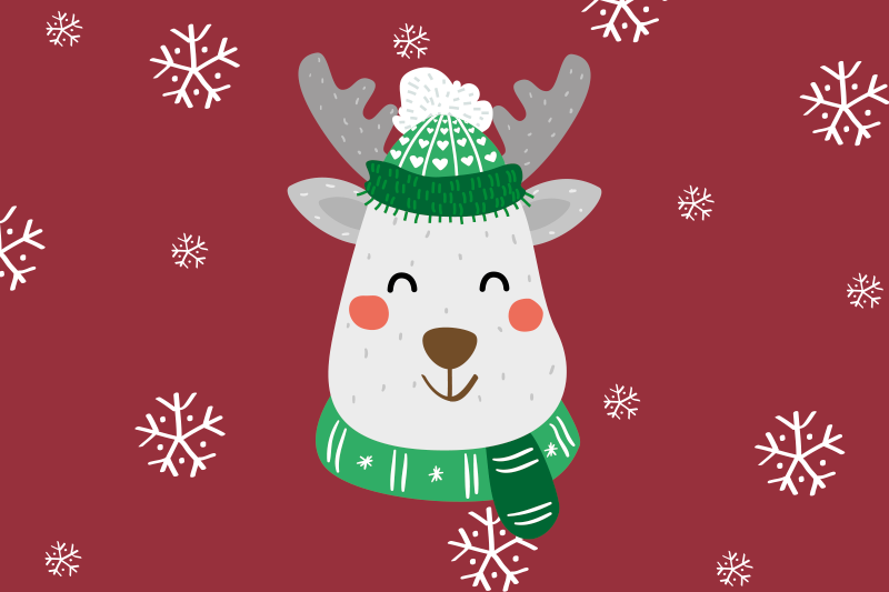 Red vinyl rug featuring christmas deer for children - TenStickers