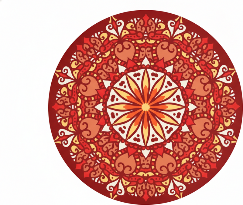 Red vinyl rug with vibrant decorative mandala - TenStickers