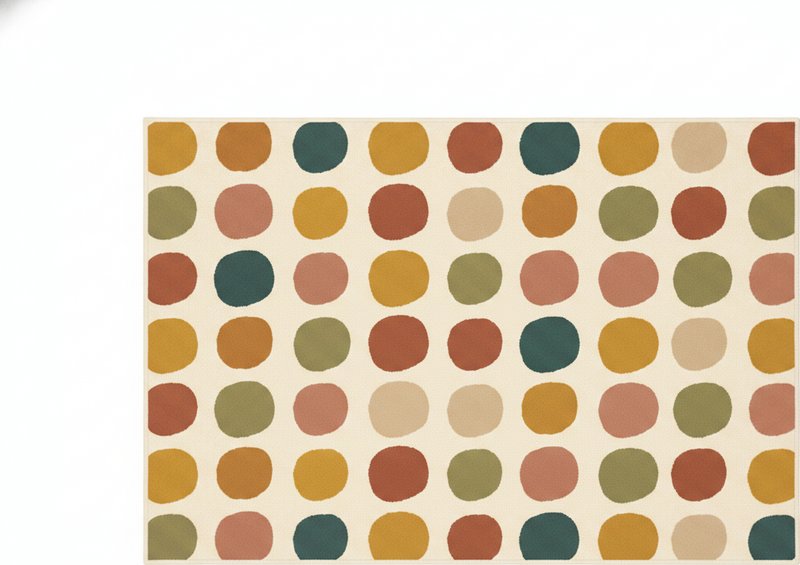 Red vinyl rug with bohemian color dot pattern - TenStickers